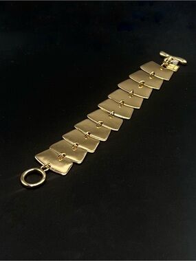 Robert Lee Morris Polished Gold Tone Sculpted Link Toggle Bracelet